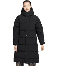 Resim Nike Jordan Flight Loose Fit Down Fill Parka Çıkarılabilir Kapüşonlu Bol Kesim Kaz Tüyü Kadın Parka Siyah Siyah 