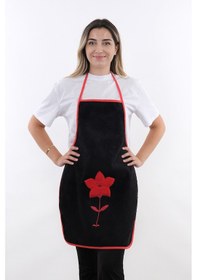 Resim Wellsoft Nakışlı Sıvı Geçirmez Su Geçirmez Mutfak Önlüğü Siyah 