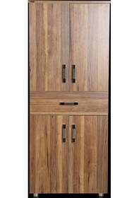 Resim Çok Amaçlı Dolap 180 Cm Hard Parlak Ceviz Suntalem 4raf 1çekmece Kutuda Sevk El Yapım Ceviz 