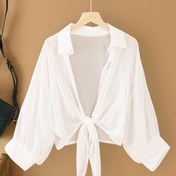 Resim Kadınların Açık Ön Bluzu, Ruffled Kollu, Rahat Kısa Boy Şort - Tüm Mevsimler İçin Hafif Kumaş, Tatil Giyim Bluzu | Ruffled Kollu Üst | Chiffon Kumaş 