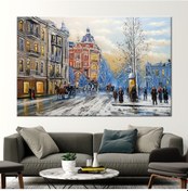 Resim 1 Parça Naturel Çerçeveli Kanvas Tablo Modern Sanat Eseri Şehir M 