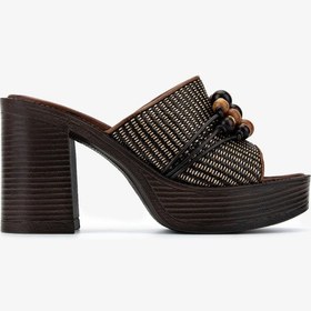Resim Valmenti Kadın Deri & Tekstil Kahverengi Topuklu Terlik 1141 551 Bn Trlk Y26 Brown/beıge Black 