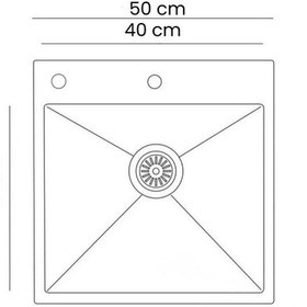Resim Gl General Sagax 50x50 Inox Petek Dokulu Çift Delikli Mutfak Eviyesi 304 Paslanmaz Çelik 1mm Inox 