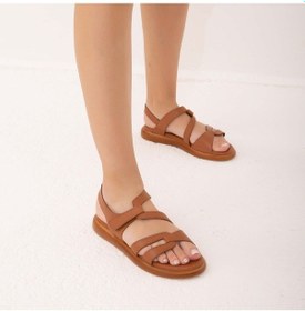 Resim Tamer Tanca Kadın Hakiki Deri Taba Düz Sandalet 878 40 Byn Sndtl Y22 Taba 