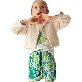 Resim Nk Kids Kız Çocuk Pamuklu Cep Detaylı Kot Ceket-11897-bej 