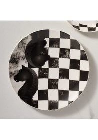 Resim Güral Camelıa 3 Parça Çay Takımı Satranç At Beyaz - Siyah 