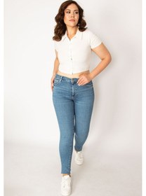 Resim Şans Kadın Mavi 5 Cep Skinny Jean Pantolon 65n33761-mavi Mavi 