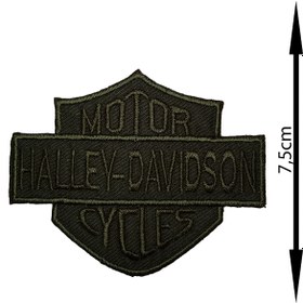 Resim REMSATİC Ütü Ile Yapışan Arma - Patch - Harley Davidson (yeşil) Modeli (7,5cm X 9cm) 