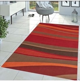Resim Rovigo Dijital Baskı Yıkanabilir Kaymaz Taban Salon Halısı RVG1435, Kırmızı, 160 x 120 