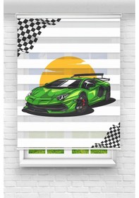 Resim Perdecizade Enxboy Yeşil Araba Dijital Baskılı Zebra Perde-cocuk Odası-stor Perde Tycf96ea1b624555a404b0f00 Renkli 