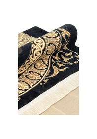 Resim Taç Mahal Desenli Şönil Seccade - Siyah Renk 