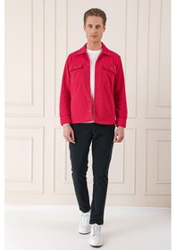 Resim Efor Comfort Fit Kapaklı Cep Fitilli Dokuma Esnek Pamuk Kırmızı Gömlek Ceket G 1561 Kırmızı 