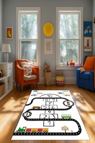 Resim Kessy Home Studio Eğitici Yol Desenli Çocuk Oyun Halısı Dijital Baskı Yıkanablir Kaymaz Taban Çocuk Odası Halısı 5 