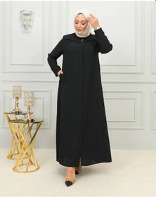 Resim Büyük Beden Tesettür Ferace -siyah Siyah 