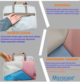 Resim Microcase Samsung Uyumlu S10 Lite 10.9 İnch İçin Tablet Çantası 2 Bölmeli Al4227 Krem Pembe Mavi Omuz Çantası 