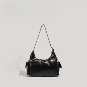 Resim Novahub Çanta Hottie Motosiklet Çantası Retro Moda Doku Omuz Çantası Yolcu Büyük Kapasiteli Tote Çanta Siyah Siyah 