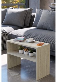 Resim Alpa Ev Mobilya Alt Raflı Orta Sehpa, Modern Salon Sehpası, Dekoratif Çay & Kahve Yan Sehpası Traverten 