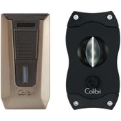 Resim Colibri Slide 2 Torch Bronz Çakmak Siyah V Puro Kesici Premium Puro Seti 