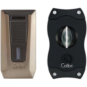 Resim Colibri Slide 2 Torch Bronz Çakmak Siyah V Puro Kesici Premium Puro Seti 
