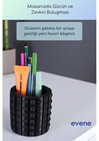 Resim Kalemlik Masa Kalemliği Organizer Kalemlik Siyah Renk Model 91 Çok Renkli 