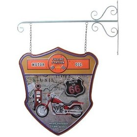 Resim Dekoratif Çift Yönlü Route 66 Temalı Ferforje Askı 