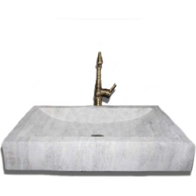 Resim Sipahi Marble Gümüş Traverten Modern Kare Lavabo 