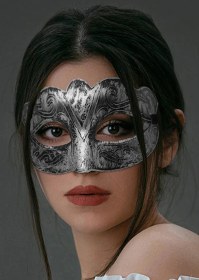 Resim Maskeli B Antik Gri Gümüş Eskitilmiş Maske B Venedik - Elm-01-763463 18 