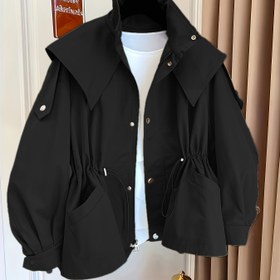 Resim Kadınlar için Rahat Düz Renkli Polyester Palto, Bağcıklı Bel, Yaka Yaka ve Göğüs Cebi - Bahar ve Sonbahar Modası, Rahat, Esnek Olmayan Kumaş, Rahat Dış Giyim | Klasik Uzun Kollu | Esnek Olmayan Malzeme 