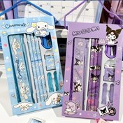 Resim Sanrio Kırtasiye Seti Kawaii Hellokitty Melody Kuromi Cinnamoroll Okul Malzemeleri Kalem Silgi Cetvel Noel Hediyeleri 