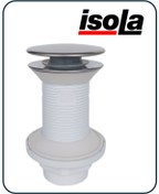 Resim İsola Lavabo gider süzgeci paslanmaz çelik pop-up basmalı bas-aç klik klack bağlantı ağzı 1 1/4'' (4.2 cm) 