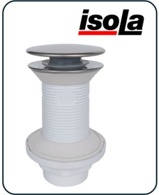 Resim İsola Lavabo gider süzgeci paslanmaz çelik pop-up basmalı bas-aç klik klack bağlantı ağzı 1 1/4'' (4.2 cm) 