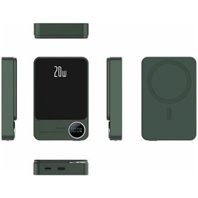 Resim Yifomall 10000mah Yeşil Magsafe Manyetik Şarj Cihazı - 20w Pd Hızlı Şarj - Ultra İnce Metal Mobil Batarya - Led Ekranlı Taşınabilir Şarj Aleti 