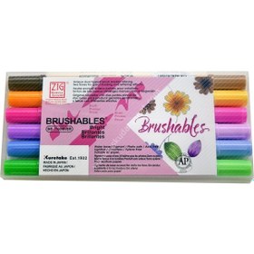 Resim Zig Brushables 2 Renk Tonu Fırça Uçlu Marker Kalem 6'Lı Parlak Re 