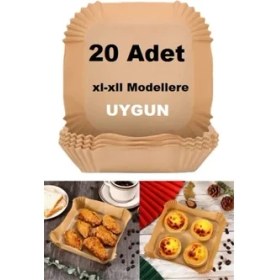 Resim Büyük Boy Air Fryer Fritöz Pişirme Kağıdı 20 Adet 