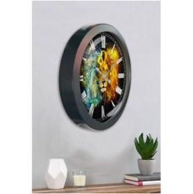Resim Bahat Salon Ofis Duvar Saati Gri Metal Çerçeve 36 Cm 