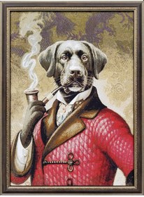 Resim Hayvan Serisi-10 Dokuma Goblen Kumaş-Köpek Bey 