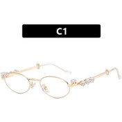 Resim Toyearn Y2k Vintage Oval Küçük Çerçeve Güneş Gözlüğü - Kadınlar İçin Punk Zarif Tasarım Lüks Metal Gözlükkırmızıother51 Gri 