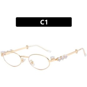 Resim Toyearn Y2k Vintage Oval Küçük Çerçeve Güneş Gözlüğü - Kadınlar İçin Punk Zarif Tasarım Lüks Metal Gözlükkırmızıother51 Gri 