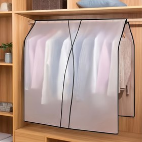 Resim Askılı, Giysi Çantalarını Saklamak İçin Tasarlanmış, Şeffaf Kıyafet ve Montlu Kılıf Kapakları, Dolap Düzenleme ve Toz Koruma İçin Siyah Kenarlı Giysi Kılıfı 