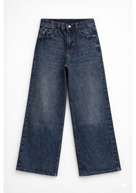 Resim Bluew White Kadın İndigo Yüksek Bel Culotte Fit Wideleg Jean Pantolon 