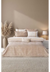 Resim Rivaistanbul Alina Cappuccino Nakışlı Çift Kişilik Nevresimli Pike Seti - 8 Parça Çeyiz Seti Krem 