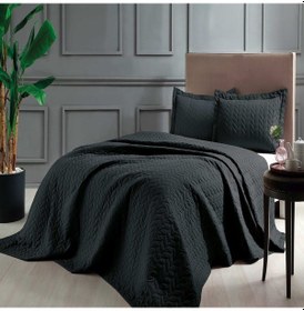 Resim TAÇ - Glory Siyah Çift Kişilik Yatak Örtüsü Seti 