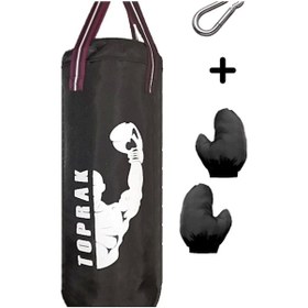 Resim 6-9 Yaş Boks Torbası 50cm Çocuk Boks Torbası Eldiven+karabina Hediyeli Siyah 