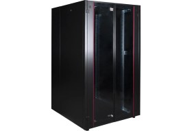 Resim Lande 26U 800X800 Hyperline Dikili Tip Rack Kabinet (Siyah) (Ön Cam Kapak / Tekerlekli) 