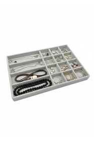 Resim MeGass Dekor Paris Model Süet Kumaş Gri Renk 34/24cm Takı Sergileme Çekmece Içi Stand 