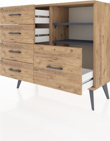 Resim Arges Şifonyer 2 Raflı 5 Çekmeceli 88x30x80 Çam-antrasit/çam Antrasit/çam 