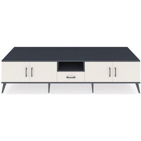 Resim Kronos Tv Ünitesi 3 Raflı Tek Çekmeceli 4 Kapaklı 220x59x51 Antrasit-aytaşı Aytası/aytası - Antrasıt 