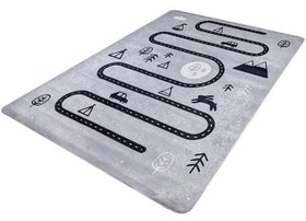 Resim Gri Yol Haritası Desenli Çocuk Oyun Halısı - 80x400cm 