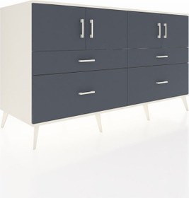 Resim Kronos Konsol 2 Raflı 4 Çekmeceli 4 Kapaklı 176x59x99 Aytaşı-antr Aytaşı-antrasit 