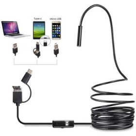 Resim FIRSATTAN Endoskop Kameralı Boru muayene cihazı 3in1 2MT 5.5mm USB kablosu Borescope Su geçirmez 